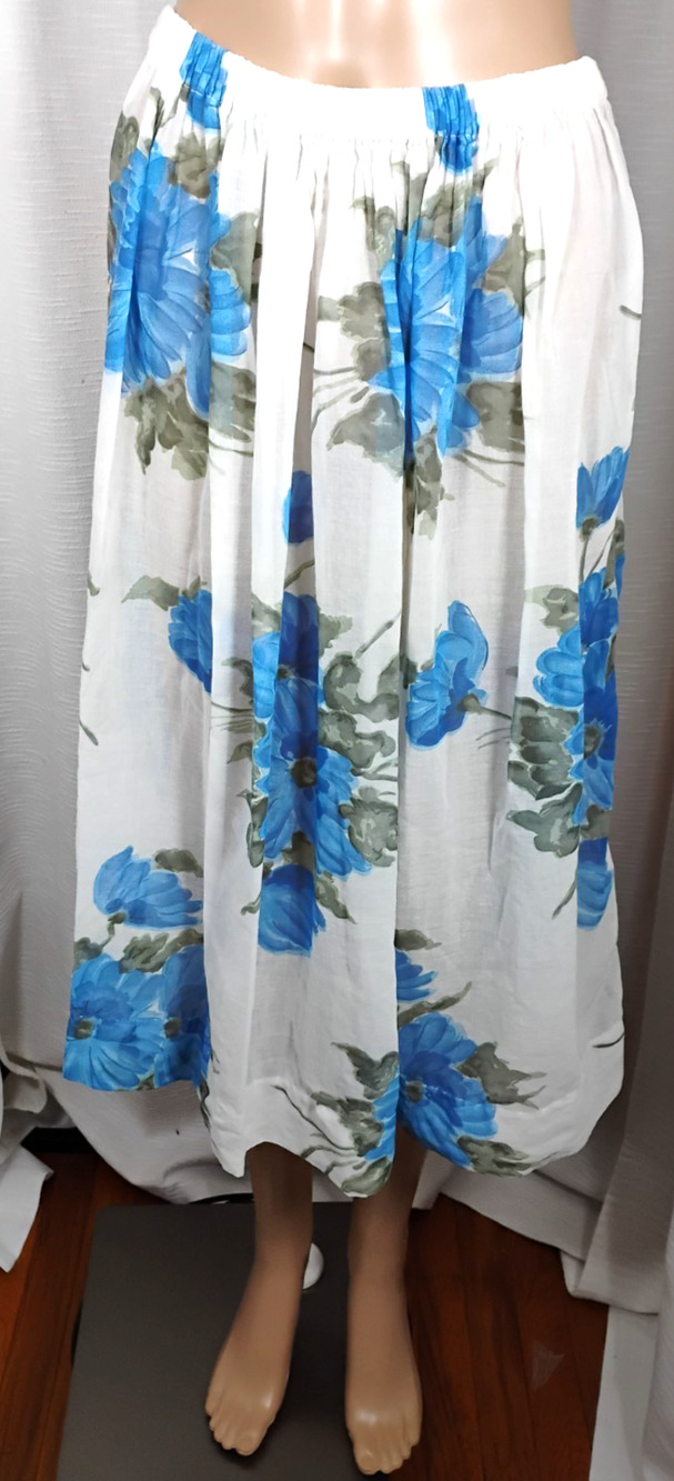 Sheer Floral Midi Skirt Elastic Waist Boho Beach Coverup Flowy Resort Cruisewear